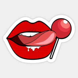 Red Lips Lollipop Sticker